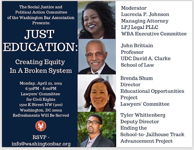 Managing Attorney Lucrecia Johnson will be discussing Equity in Education on Monday, April 22!